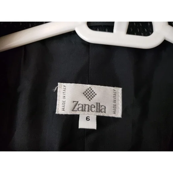 Y2K Zanella Womens Blazer Size 6 Lined Italy Black Office Siren Career Business - Picture 8 of 8